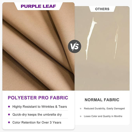 PURPLE LEAF Cantilever Patio Umbrella Outdoor Aluminum Offset Square Umbrella Windproof Heavy Duty Hanging Outside Umbrella for Deck Pool Garden