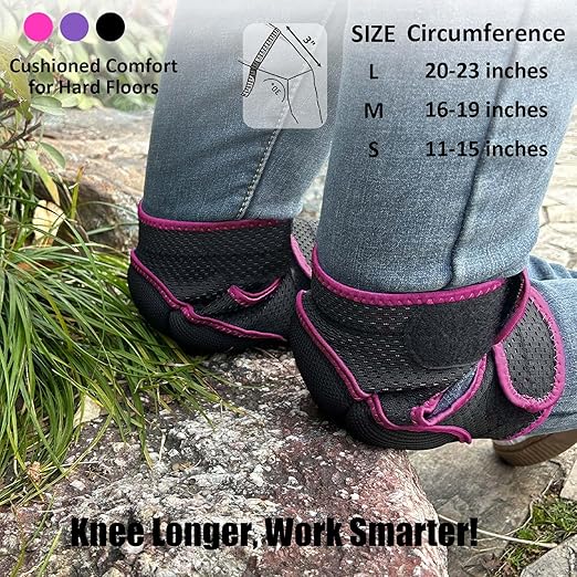 Garden Knee Pads for Working, Kneeling Pad for Cleaning, Flooring, Mechanic, Concrete Work – with Adjustable Straps and Soft Foam Cushion, Protective Kneepads for Men, Women, Elderly – Pink L