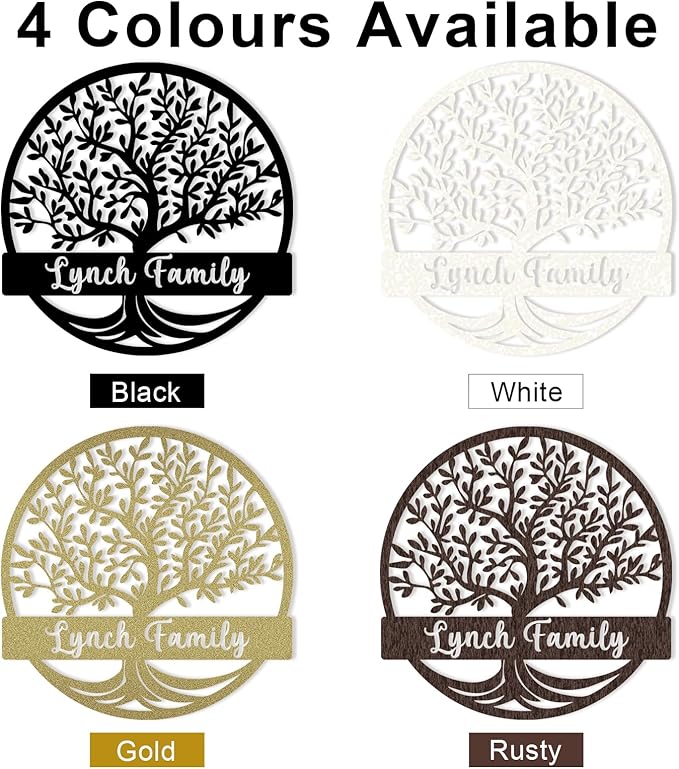 Custom Tree of Life Monogram Name Signs | Personalized Metal Letters Wall Art | Outdoor Balcony & Porch Garden Decor