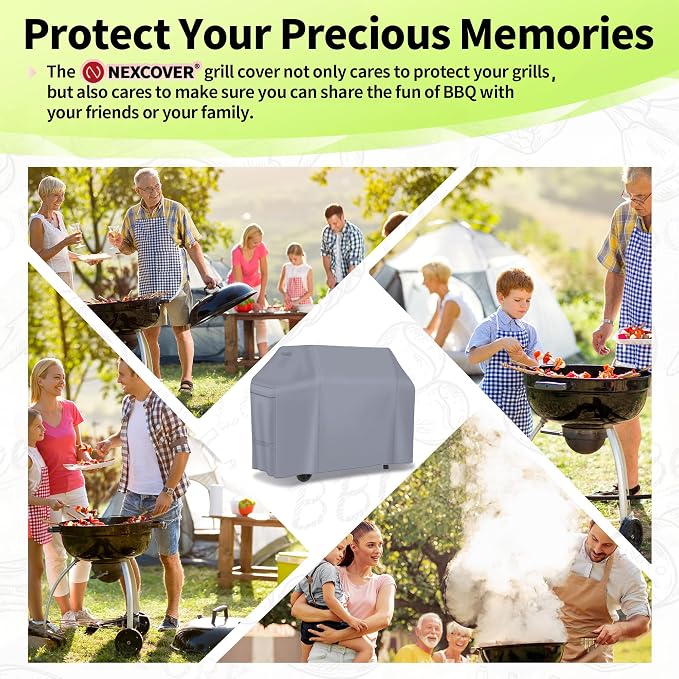 NEXCOVER Barbecue Gas Grill Cover - 55 Inch Waterproof Outdoor Heavy Duty BBQ Cover, Fade & Weather Resistant Upgraded Material, Barbecue Cover for Weber, Brinkmann, Char Broil and More