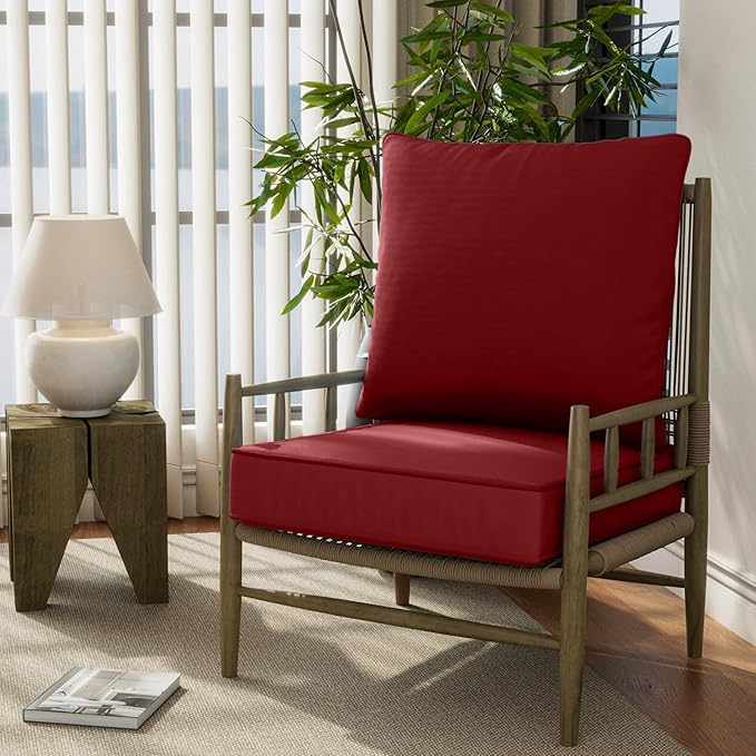 24" x 24" x 6" Outdoor Deep Seat Cushions Set - 4 Set Waterproof & Fade Resistant Patio Furniture Replacement Cushions, Non-Slip Outdoor Cushions Fit Loveseats, Couches, Chairs, and Sofas.