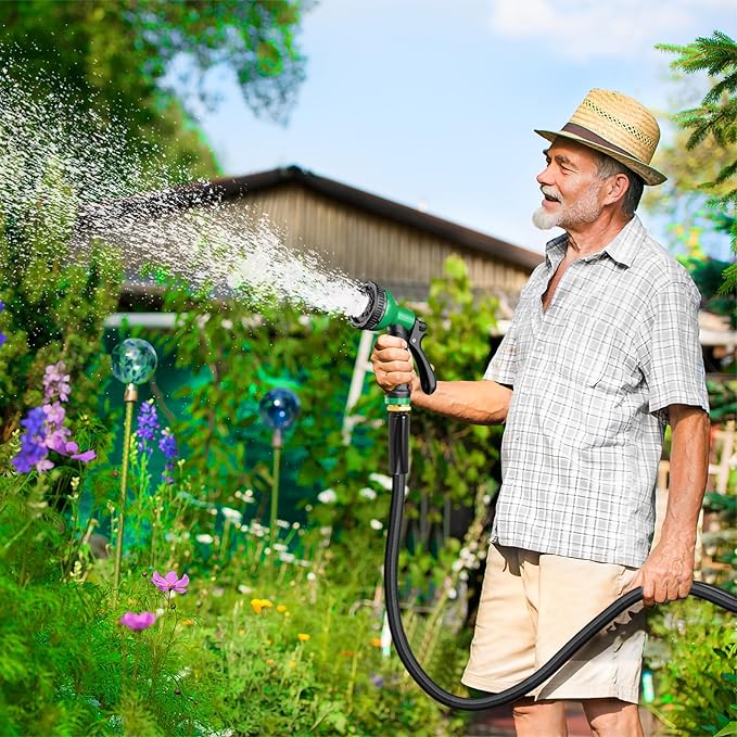 100 ft Expandable Garden Hose, New Flexible Expanding Hose with 10-Function Spray Nozzle, 3/4" Brass Fittings Leakproof Design, Retractable Latex Core, All New 2026 Expandable Water Hose