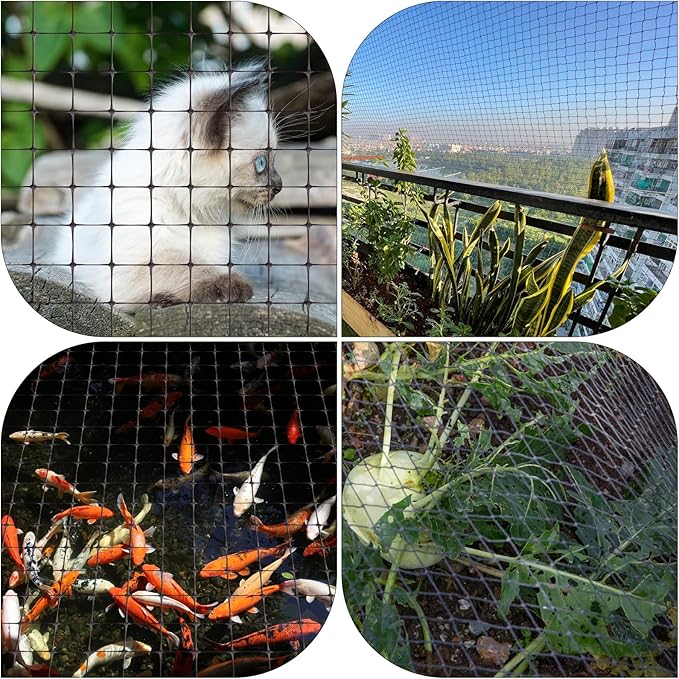 NONMON Bird Netting 5 x 100 FT Heavy Duty Garden Netting Deer Fence Netting Pest Barrier for Protect Fruit Trees, Plants and Vegetables Against Birds, Deer, Squirrels, Black - 2 Pack