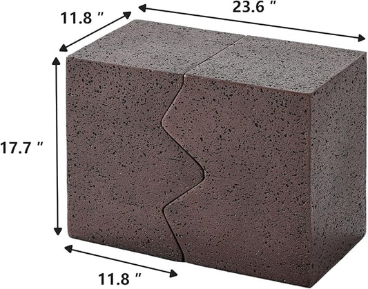 SUNBURY Concrete Side Table Set of 2, Outdoor Side Table Combine for Patio, Outdoor Accent Table Patio End Table in Spotted, Ceramic Garden Stool, Rectangular, Brown