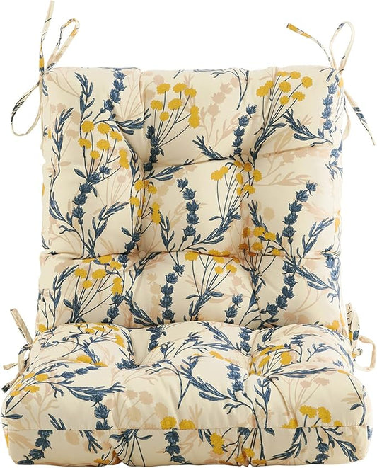 ARTPLAN Seat/Back Outdoor Chair Cushion,Set of 4 Patio Chair Cushion with Tie,Tufted Replacement for Patio Furniture,40x20x4 Inches,4 Count,Floral