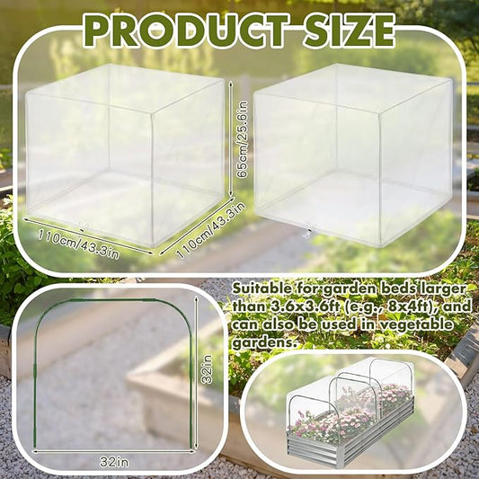 Woanger 2 Pack Garden Netting for Raised Beds Rectangular Pest Barrier with Hoops for Garden Protection Plant Mesh Netting with Drawstring Plants Vegetables Fruits Flowers (for 40x40x20 in)