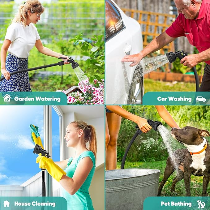 Itsonestep Garden Hose 50ft, 3/4" GHT Non-Expanding Water Hose Lightweight, Flexible Garden Hose with 10 Function Nozzle, Kink-Free, Sturdy, High-Pressure, Abrasion Resistant Hoses for Yard, Garden