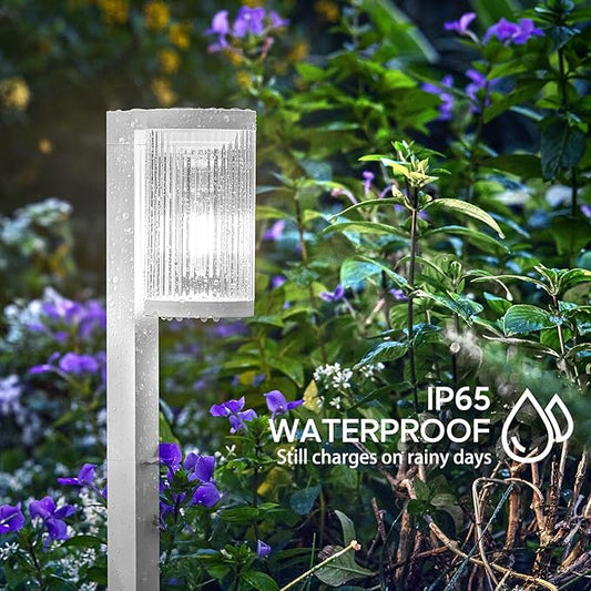 Solar Pathway Lights Outdoor, 4 Pack Upgraded Outdoor Solar Lights for Outside Super Bright Up to 12Hrs, IP65 Waterproof Solar Garden Lights for Yard Landscape Path Walkway (Cool White)