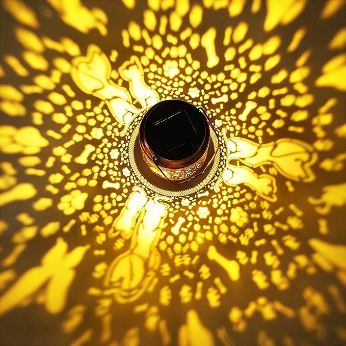 Dog Solar Lanterns Outdoor Waterproof Solar Garden Decor, Birthday Gifts for Mothers Day Women Mom Grandma, Metal Hanging Lights with Shepherd Hook for Outside Yard Patio Pathway Backyard Porch