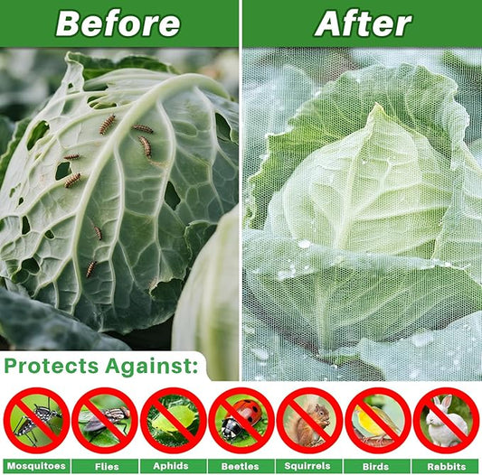 Insect Garden Netting Pest Barrier - 4Ft x 10Ft Garden Mesh Netting Protect Pest Barrier,Garden Plant Cover for Beds Pest,Garden Net for Raise Bed Net,Plant Covers for Vegetables,Fruits and Flowers
