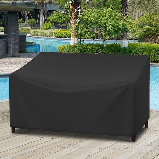 Arcedo Waterproof 2-Seater Loveseat Covers for Patio Furniture, Weatherproof Outdoor Chair Seat Couch Sofa Cover, 54" W x 37" D x 35" H, Black