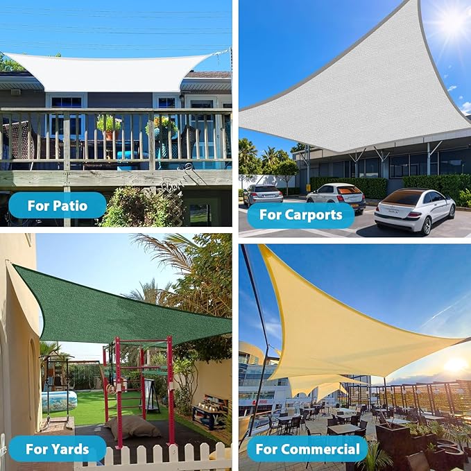 Amagenix Sun Shade Sail 16'X30' Curved Edge Outdoor Shade Canopy Turquoise Mixed Breathable 95% UV Block Shade Cloth for Patio Garden Backyard (We Make Custom Size)