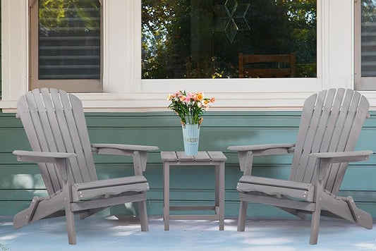 SoliWood Outdoor Wooden Folding Adirondack Chair Set of 6 with Pre-Assembled BackRest, Wood Patio Chair for Garden Backyard Porch Pool Deck Firepit