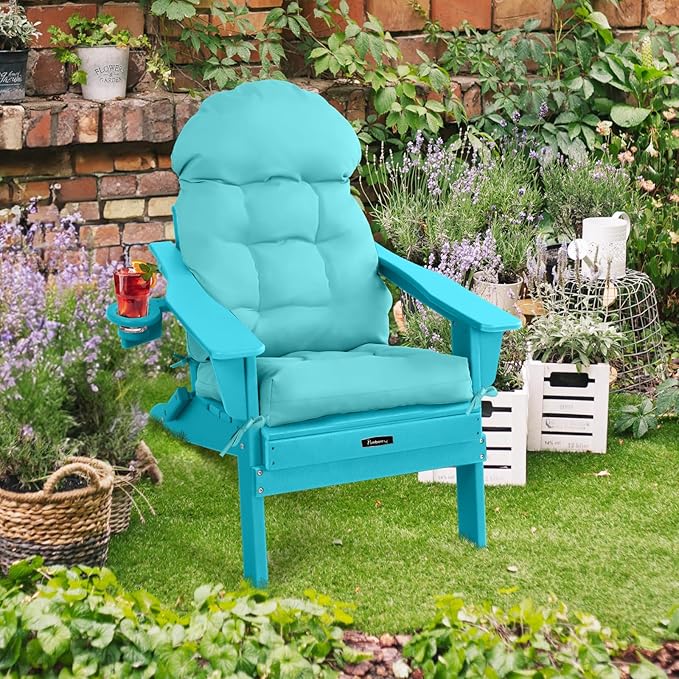 FUNBERRY Patio Chair Cushions Set of 4, Thicken Comfy Cushions for Rocker Non Slip Fade Shield Waterproof High Back with Ties