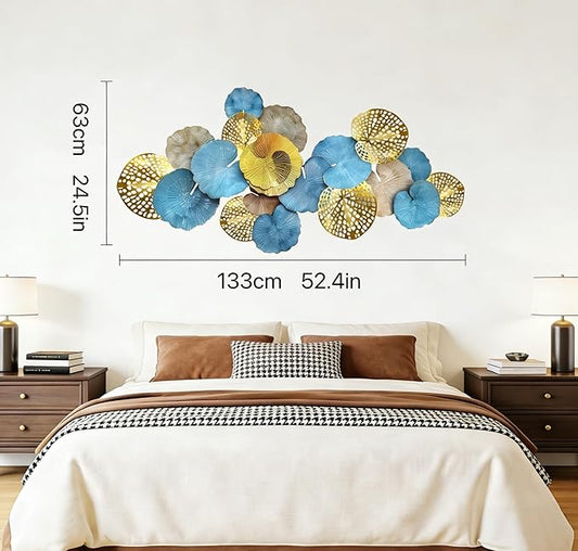 Roivikis Large Metal Wall Art Decor, 3D Abstract Lotus Leaves Wall Handcrafted Modern Decoration for Indoor Outdoor for Living Room, Bedroom, Entryway 52" x 24"