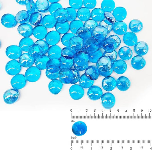 10 Pound Fire Pit Glass 1/2 Inch Reflective Round Fire Glass Drops Beads Rocks for Natural or Propane Fire Pit and Landscaping Pacific Blue