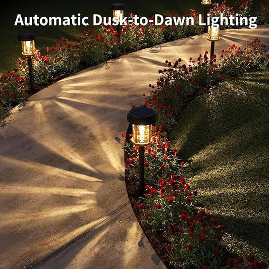 XMCOSY+ Solar Pathway Lights, Dual-Tone Solar Lights Outdoor Waterproof IP65, 20 LM LED Bright Glass Outside Light for Garden Path Yard Walkway Driveway (Black & Brown)