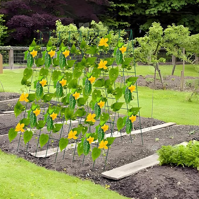 2 Pack Cucumber Trellis for Raised Garden Bed, 42"X 16" A-Frame Garden Trellis, Metal Climbing Plants Support Trellis for Tomato, Beans,Vegetables