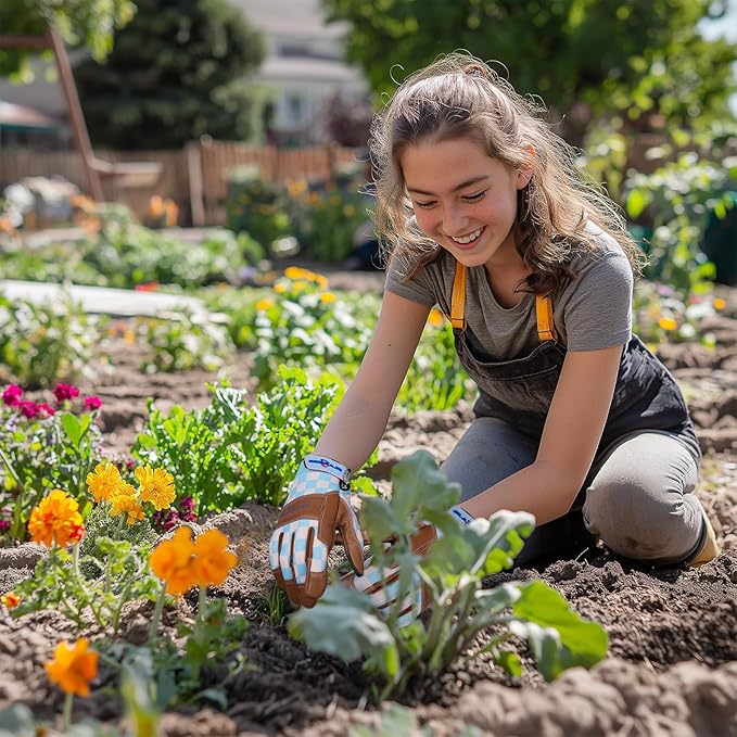 Leather-Gardening-Gloves for Women,Thorn-Proof Work-Gloves for Weeding,Digging,Planting,Pruning Yard garden Gloves