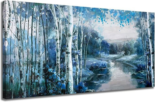 Arjun Tree Large Canvas Wall Art for Living Room Landscape Picture Nature Forest Painting Bedroom, Big Size Artwork Textured Framed Home Office Dining Room Wall Décor 58"x29"