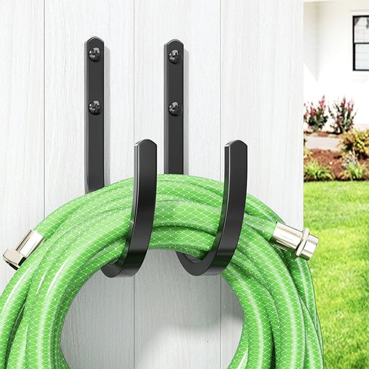 Garden Hose Holder Wall Mount - Aluminum Hose Hanger for Outside, Durable Wall-Mounted Hose Holder for Garden & Outdoor Use(4 Hooks)