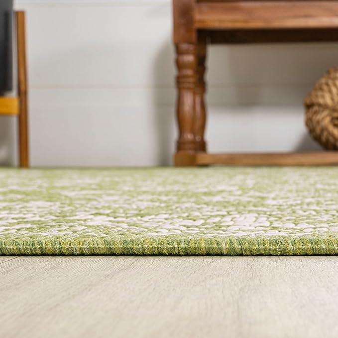 JONATHAN Y Weave Floral Indoor Outdoor Runner Rug 2X8 Green/Cream, Tela Bohemian Textured for Backyard, Patio, Porch, Easy-Cleaning, High Traffic, Pet-Friendly, Non-Shedding (SMB100D-28)