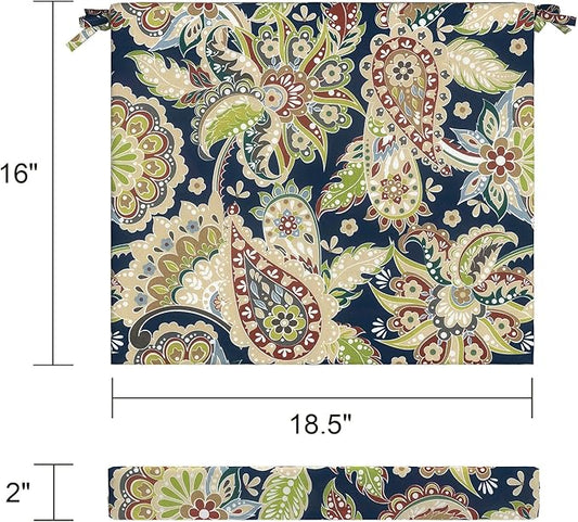 LVTXIII Outdoor Chair Cushions, Fade-Resistant Patio Furniture Cushions Outdoor Chair Pads with Ties for Dining Chairs and Garden Furniture Use, 18.5"x16"x2" 4 Pack, Paisley Sapphire Blue
