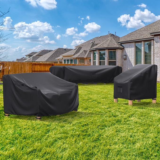Patio Furniture Covers, Heavy Duty 600D Outdoor Furniture Cover Waterproof, Sectional Sofa Set Covers Table and Chair Set Cover, 78"L×62"W×30"H