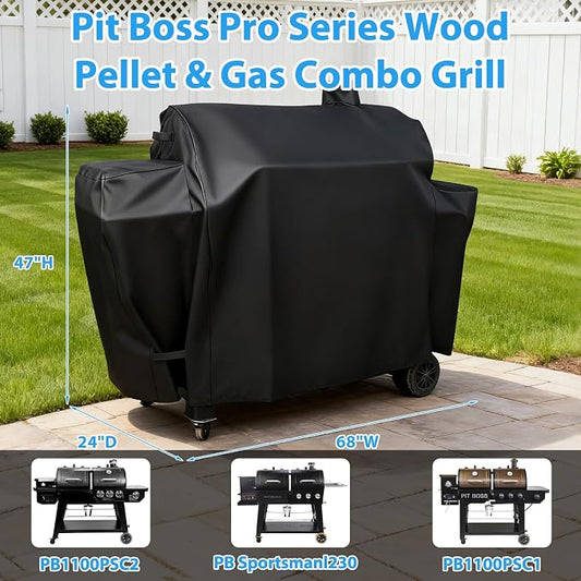 Utheer Grill Cover for Pit Boss PB1230 Combo Grill, Waterproof 600D Grill Cover for PB1100PSC2 & PB1100PSC1 Pro Series Triple-Function Wood Pellet/Gas Combo Grill, for PB 67364