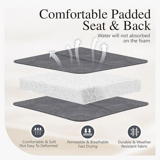 Sophia & William Patio Dining Set 7 Pieces, 6 x Patio Dining Swivel Chairs Padded with 1 Umbrella Table, Outdoor Table and Chairs for Lawn Garden