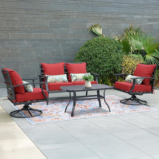Aoodor Outdoor Chair Cushion, 23 x 26 Inch Water-Resistant, Fade-Resistant Olefin Fabric Patio Seat Cushions with Removable Cover and Adjustable Straps for Outdoor Furniture, Set of 2, Red