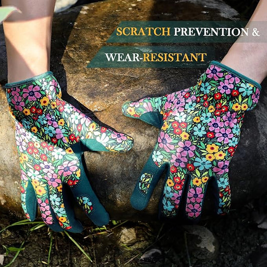 Trifabricy Gardening Gloves for Women, Breathable leather Garden Gloves with Grip, Thorn-Proof Puncture-Resistant Work Gloves