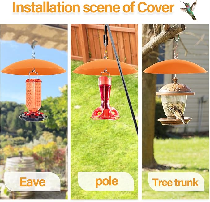 13" Hummingbird Feeder Shade Cover,Bird Feeder Dome Rain Guard,Smart Bird Feeders Umbrella,Squirrel Proof for Shepherd's Hook Outdoors (Terracotta), 4 Pack