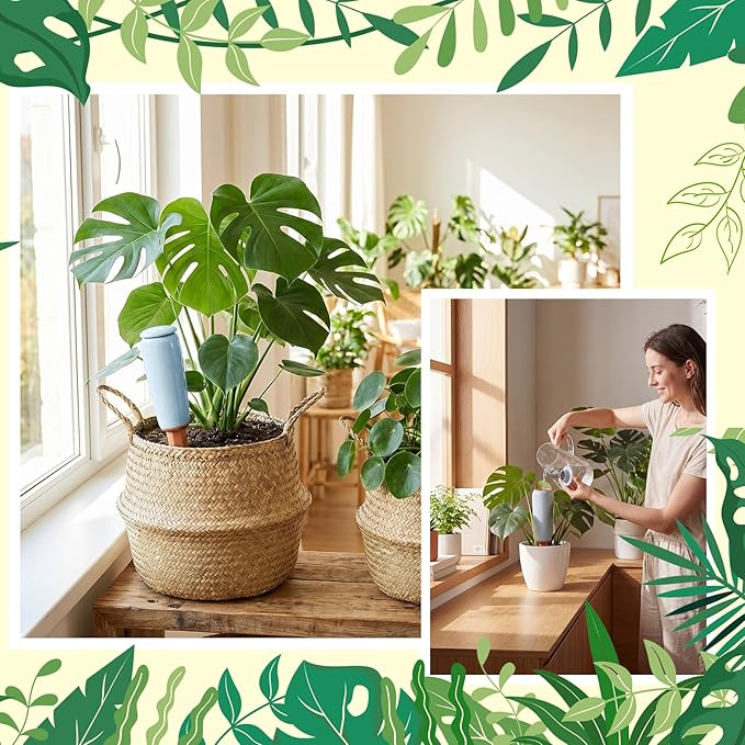 LemonRoad 4 Pack Terracotta Watering Spikes Plant Self Watering Globes Devices Large 17.5 oz Potted Plant Waterer Automatic Planter Inserts for Indoor Outdoor Plants