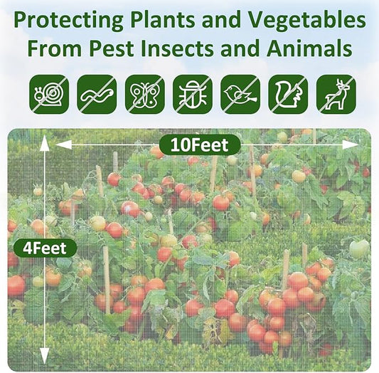 Ultra Fine Garden Netting, 4'x10' Plant Netting Pest Barrier for Garden Protection Row Cover Raised Bed Screen Mesh Greenhouse Mosquito Net, Protecting Tree Plants Vegetable Flowers Fruits