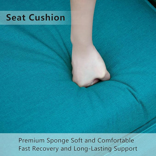 ATR ART TO REAL Outdoor Recliner Replacement Cushion, High Back Chair Cushions Patio Wicker Reclinning Chairs Seat Pad, Removable Cover, Waterproof, UV Resistant (Style A, Peacock Blue)