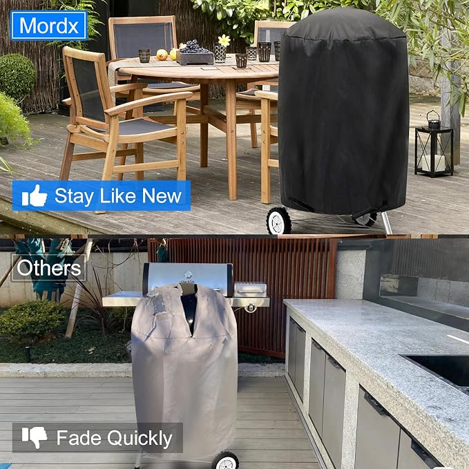 Small Grill Cover for Outdoor Grill BBQ,Waterproof, UV & Fade Resistant,for Weber 22 Inch Charcoal Kettle Grill,Round Kettle Grill (22 Inch/Black)