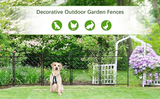 Zhongma Decorative Metal Garden Fence, Pack of 5pcs, Total 36" H x 142" L