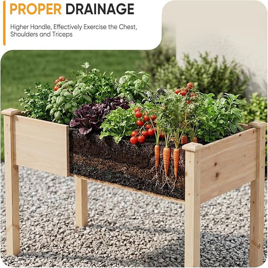 NEWBULIG Raised Garden Bed with Legs 48x24x30in,Elevated Wood Planter Box Stand for Outdoors Garden Balcony Courtyard, Natural Wood 400 Pound Capacity for Planting Herbs Flowers Vegetables