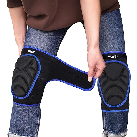 Knee Pad Women Men for Gardening House Working, Floor and Carpet Cleaning, Construction Work, Cleaning Knee Pads With High Elastic Fabric Black with Blue Edge L