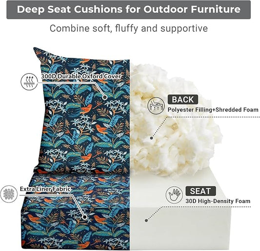 Outdoor Cushions for Patio Furniture,Outdoor Seat Cushion Set 24 x 24 x 4 Inch,Waterproof & Fade Resistant Outdoor Chair Cushions, Patio Chair Cushion, Black Nightingale
