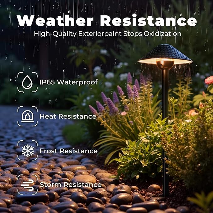 Gardencoin Low Voltage Landscape Lights 12V Outdoor LED Pathway Lighting 4W 2700K Warm White Path Light Waterproof Aluminum Garden Walkway Light with Replaceable Bulb (6.7'' Shade, 20'' Tall), 12 Pack