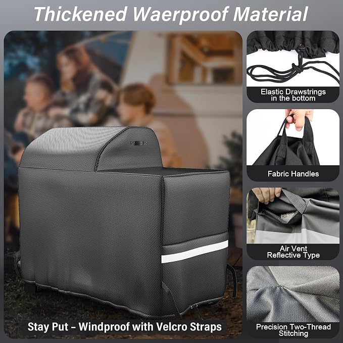 Grill Cover for Traeger Woodridge Grills BAC761 TFB86MLH | Upgraded Full-Length, Heavy Duty Waterproof, Anti-UV, Electric Wood Pellet Grill and Smoker