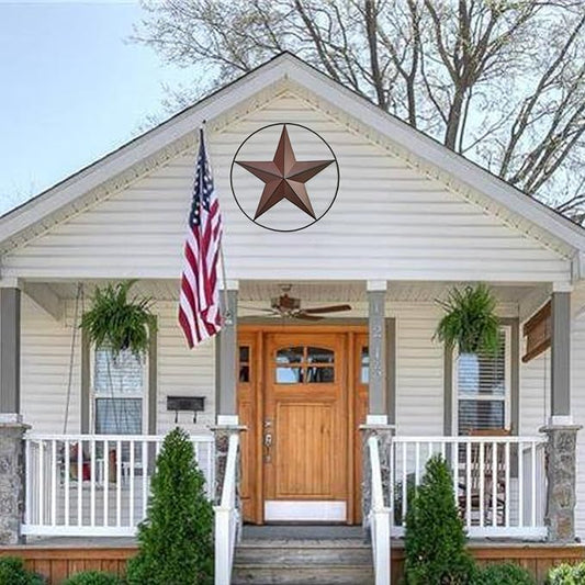 JoyEvy 21" Red Barn Star Wall Decor,Metal Stars Rustic Vintage Western Country Farmhouse Home Indoor or Outdoor Wall Decoration,Texas Stars for House Wall Art Décor
