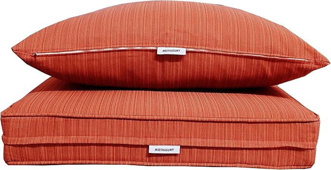 MEETHASUNY Outdoor Patio Furniture Replacement Cushions,24X24X5 Inch Deep Seat Chair Seat Back Cushion Set,All Weather Breathable Sectional Cushions for Patio Furniture Couch Loveseat,Brick Red