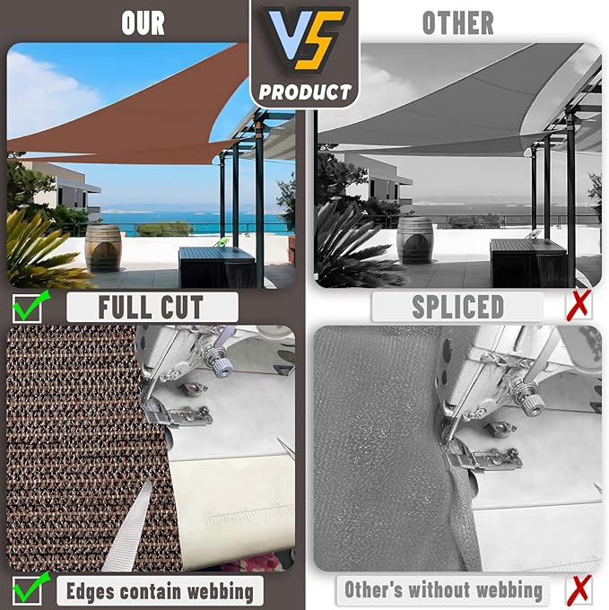 LOVE STORY Custom Size 8'x8'x11.3' Brown Sun Shade Sail Right Triangle Sunhsade Fabric Awning Canopy for Patio Backyard Carport Pergola (Customized)