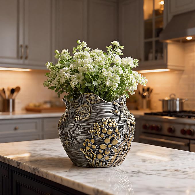 Sunflower Starry Sky Plant Pots-Cute Unique Flower Pots with Drainage Hole, Resin Planters for Indoor Outdoor Succulent Planter, Plant Gifts for Mother's Day, Birthday, Christmas