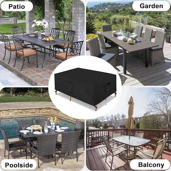 OutdoorLines Outdoor Waterproof Patio Table Furniture Set Covers - Rectangle Couch Sectional Cover Outside Weatherproof Patio Furniture Covering for Deck, Lawn and Backyard 90"L x 64"W x 28"H, Black