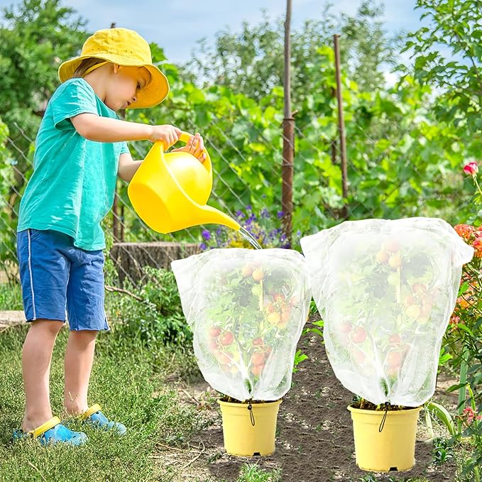 Fruit Tree Netting, Plant Mesh Netting for Garden Protection, Blueberry Bush Insect Netting Cover as Garden Pest Barrier from Cicadas, Bug, Bird (3.3x4.9 FT, 4Pcs, with Drawstring Design)