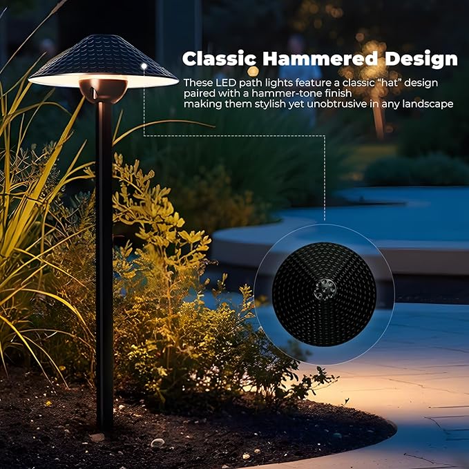 Gardencoin Low Voltage Landscape Lights 12V Outdoor LED Pathway Lighting 4W 2700K Warm White Path Light Waterproof Aluminum Garden Walkway Light with Replaceable Bulb (6.7'' Shade, 20'' Tall), 4 Pack